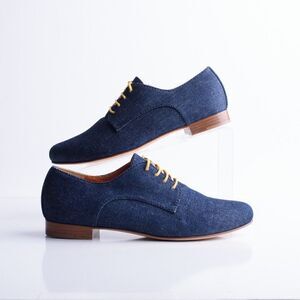 Rupert Sanderson Womens Loafers Oxfords Blue Denim Canvas Lace Up US 7.5 EU 38